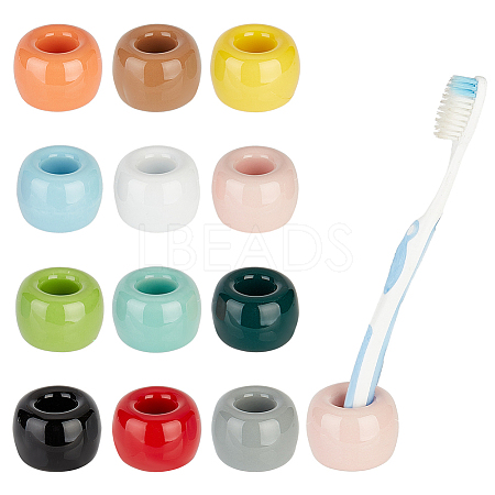 AHADERMAKER 12Pcs 12 Colors Ceramic Toothbrush Base AJEW-GA0005-80-1
