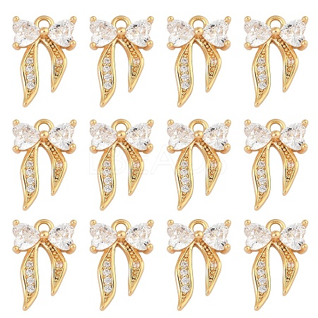 10Pcs Brass Cubic Zirconia Charms KK-YW0003-17-1
