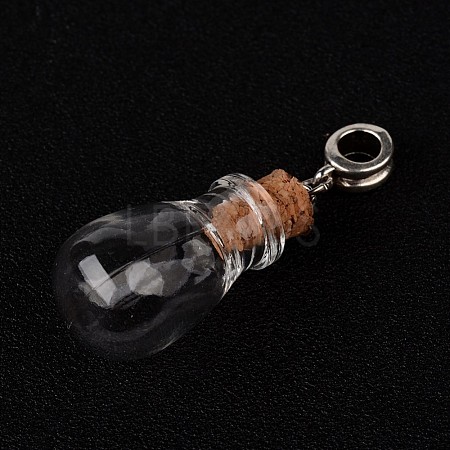 Teardrop Glass Wishing Bottle European Dangle Charms X-PALLOY-JF00162-08-1