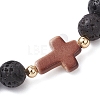 Natural Lava Rock & Synthetic Turquoise Beads Stretch Bracelets for Men Women BJEW-JB12226-01-4