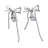 Bowknot Brass Micro Pave Cubic Zirconia Clip-on Earrings EJEW-D098-24P-1