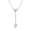 TINYSAND Rhombus Design 925 Sterling Silver Cubic Zirconia Pendant Necklaces TS-N323-S-1