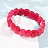 Dyed Natural White Jade Beaded Stretch Bracelets for Unisex G-K303-01K-01-3