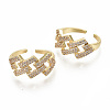 Brass Micro Pave Clear Cubic Zirconia Cuff Rings RJEW-S045-034G-NR-2
