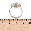 Flower Brass Micro Pave Cubic Zirconia & Enamel Cuff Ring Settings KK-CBAC351-06P-05-3
