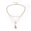 Cowrie Shell and Plated Natural Baroque Pearl Keshi Pearl Tiered Necklaces X-NJEW-JN02389-1
