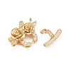Brass Micro Pave Clear Cubic Zirconia Fold Over Clasps KK-C075-39G-2