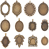 12Pcs 12 Styles Tibetan Style Zinc Alloy Pendant Cabochon Settings TIBEP-SC0003-48-1