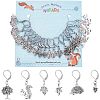 18Pcs 6 Style Hedgehog & Squirrel & Leaf & Pine Cone Tibetan Style Charms Locking Stitch Marker HJEW-PH01552-1