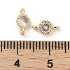Brass Cubic Zirconia Flat Round Connector Charms KK-H204-02KCG-04-3