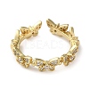 Brass with Cubic Zirconia Open Cuff Rings RJEW-Z017-02G-2