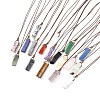 Natural Mixed Gemstone Nugget Pendant Necklace with Waxed Cord for Women NJEW-F306-01-1