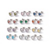 Cubic Zirconia & Rhinestone Heart Stud Earrings EJEW-A080-03M-P-1