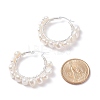 Natural Pearl Wire Wrapped Beaded Hoop Earrings for Women EJEW-JE04758-02-3
