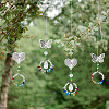 Crafans 4Pcs 4 Style Butterfly & Heart Crystals Chandelier Suncatchers Prisms Chakra Hanging Pendant AJEW-CF0001-17-5