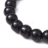 Synthetic Black Stone Round Beaded Stretch Bracelet BJEW-JB09745-01-4