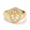 Oval with Virgin Mary Cubic Zirconia Cuff Ring RJEW-E170-07G-2