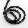 Cube Natural Black Stone Beads Strands G-P057-01-2