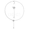 Christmas Snowflake with Pearl Tassel Pendant Lariat Necklace JN1055A-1