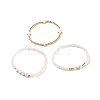 3Pcs 3 Style Natural White Jade & Synthetic Turquoise(Dyed) & Hematite Beaded Stretch Bracelets Set BJEW-JB07975-1