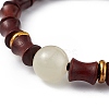 Sandalwood Column Beaded Stretch Bracelet for Women BJEW-H566-11A-2