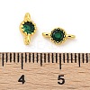 Brass Cubic Zirconia Flat Round Connector Charms KK-H204-02G-02-3