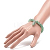 Natural Green Aventurine Round Beaded Stretch Bracelet with Bullet Charms BJEW-JB09018-02-3