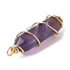 Natural Amethyst Copper Wire Wrapped Pointed Pendants PALLOY-JF02462-02-3