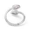 Clear Cubic Zirconia Double Acorn Open Cuff Rings RJEW-G287-01P-3