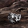 Punk Rock Style 316L Surgical Stainless Steel Hollow Tribal Flame Finger Rings for Men RJEW-BB06644-10-3