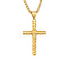 Religion 304 Stainless Steel Floral Cross Pendant Necklaces WGDCBE2-02-2