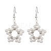 Shell Pearl Beads Flower Dangle Earrings EJEW-TA00577-1