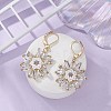 Seed Beaded Flower Dangle Leverback Earrings for Women EJEW-MZ00074-3