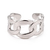 Non-Tarnish 304 Stainless Steel Curb Chain Shape Cuff Ring for Women RJEW-C025-31P-3