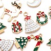 120Pcs 12 Style Light Gold Christmas Theme Alloy Enamel Pendants ENAM-LS0001-55-5