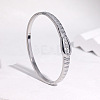 304 Stainless Steel Rhinestone Hinged Bangles for Women FS-WGE0196-01-1