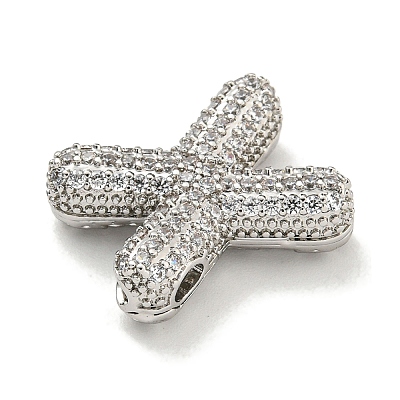 Platinum Plated Brass Micro Pave Cubic Zirconia Pendants KK-L073-001P-X-1