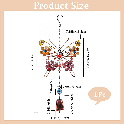 Butterfly Glass & Acrylic Wind Chimes HJEW-WH0042-89-1