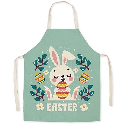 Cute Easter Rabbit Pattern Polyester Sleeveless Apron PW-WG98916-03-1