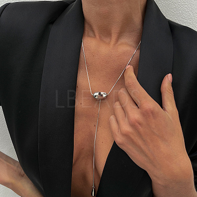 Iron Snake Chain with CCB Plastic Teardrop Tassel Lariat Necklaces FS-WG4E033-02-1