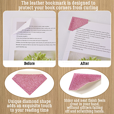 Glitter Imitation Leather Book Corner Protectors AJEW-TAC0038-03C-1