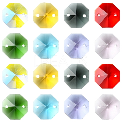 48Pcs 8 Colors Electroplate Glass Links Connectors EGLA-FS0001-48-1