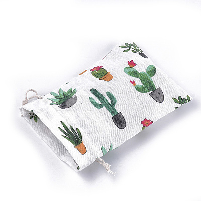 Polycotton(Polyester Cotton) Packing Pouches Drawstring Bags X-ABAG-T007-02L-1