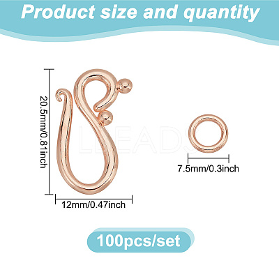 100Pcs Tibetan Style Hook and Eye Clasps FIND-GO0003-01RG-1