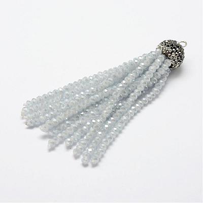 Electroplate Glass Bead Tassel Big Pendants EGLA-P023-12-1