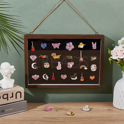 Wood Wall Mounted Badge Presentation Boxes ODIS-WH0331-15-1