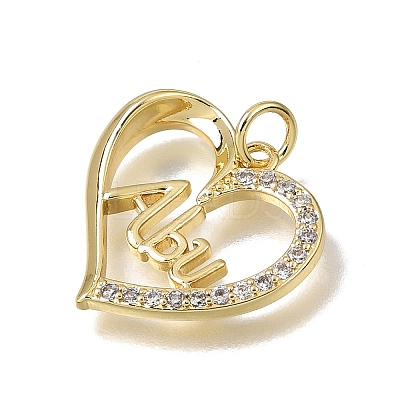 Brass Micro Pave Clear Cubic Zirconia Pendants CU-CBAEEA8-09B-G-1