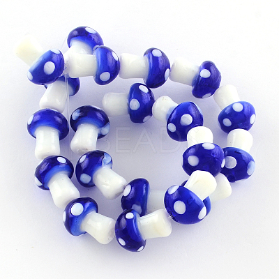 Mushroom Handmade Lampwork Beads Strands X-LAMP-R116-12-1
