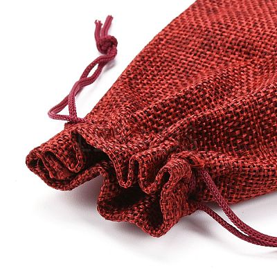Polyester Imitation Burlap Packing Pouches Drawstring Bags ABAG-R005-9x12-M-1
