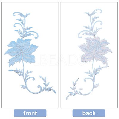 2Pcs Peony Computerized Embroidery Cloth Iron on/Sew on Patches DIY-GF0005-32A-1